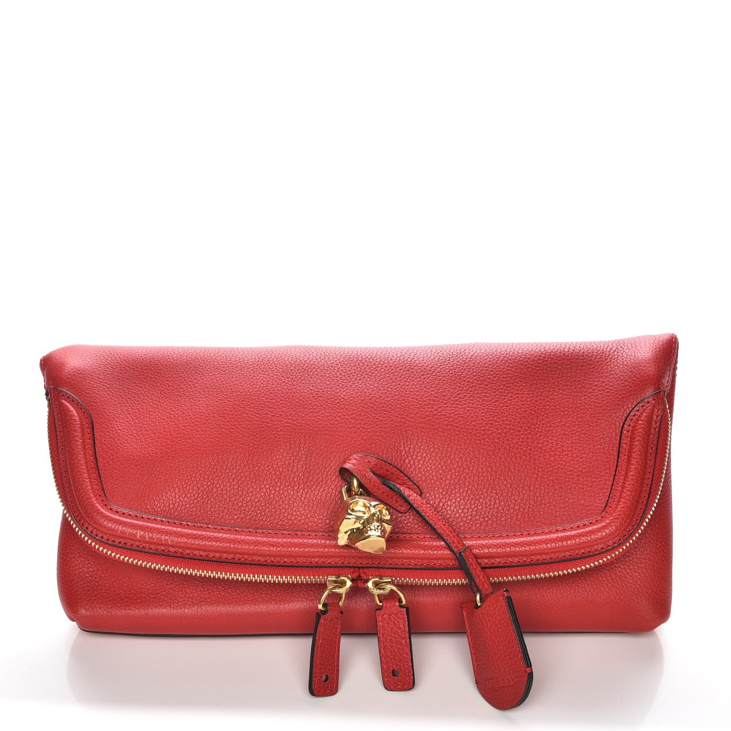 Alexander McQueen Grainy Calfskin Padlock Skull Clutch Red 1 of 9