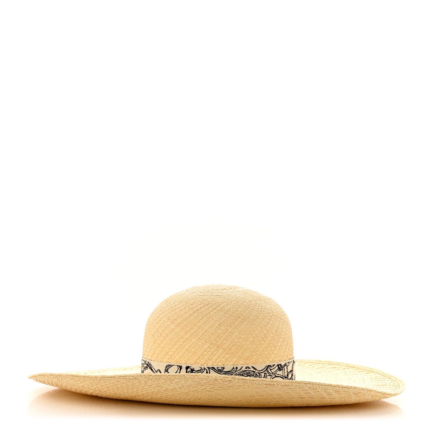 Hermes Straw Brides De Gala Panama Carrousel Hat 56 Naturel Ecru Black 4 of 8