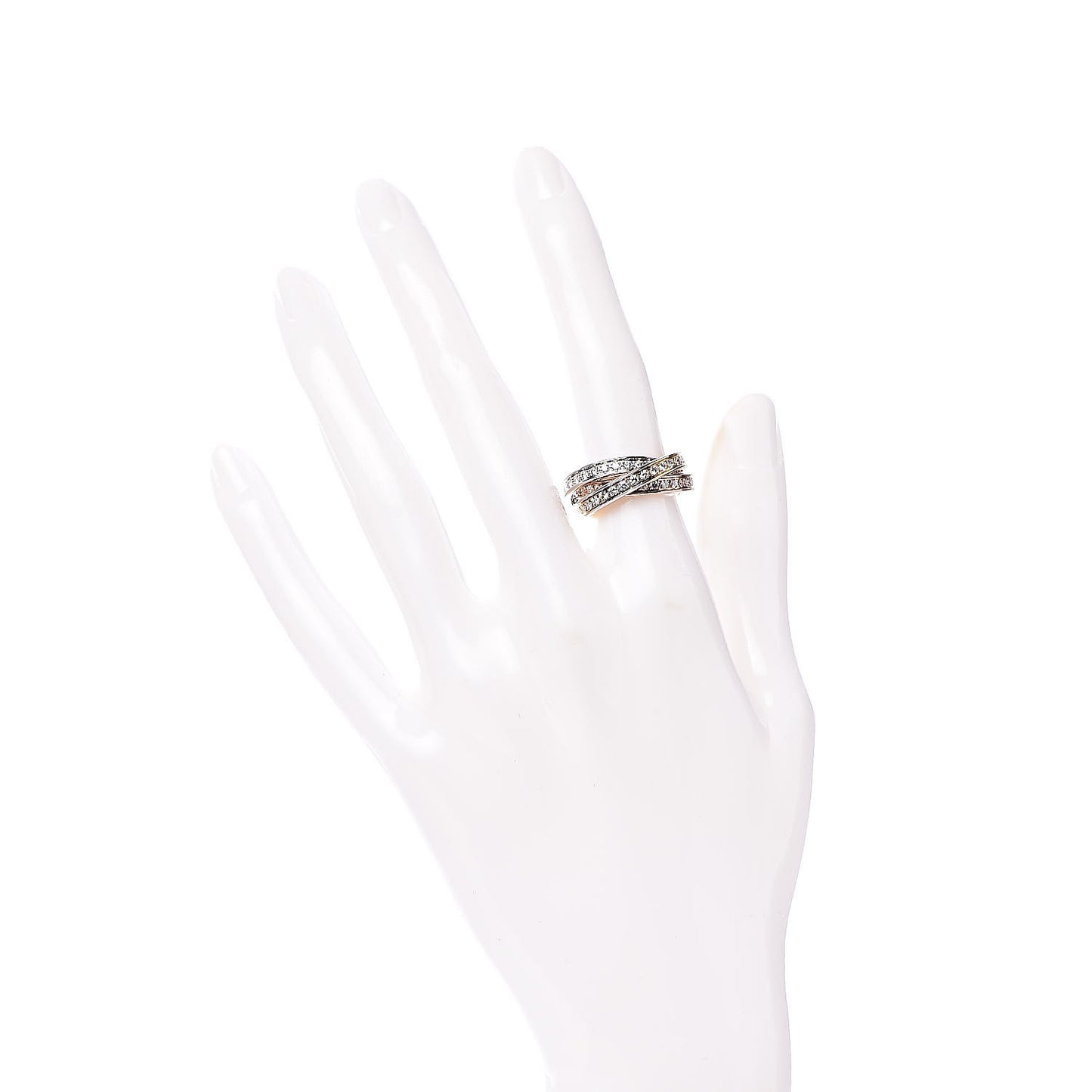 18K Pink Yellow White Gold Diamond Trinity Ring 51 5.75