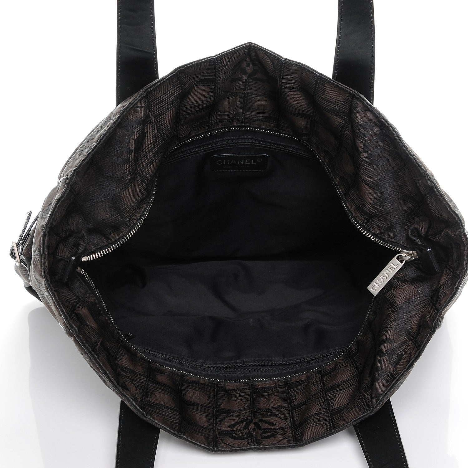Chanel Nylon Medium Travel Tote Black Brown 5 of 14