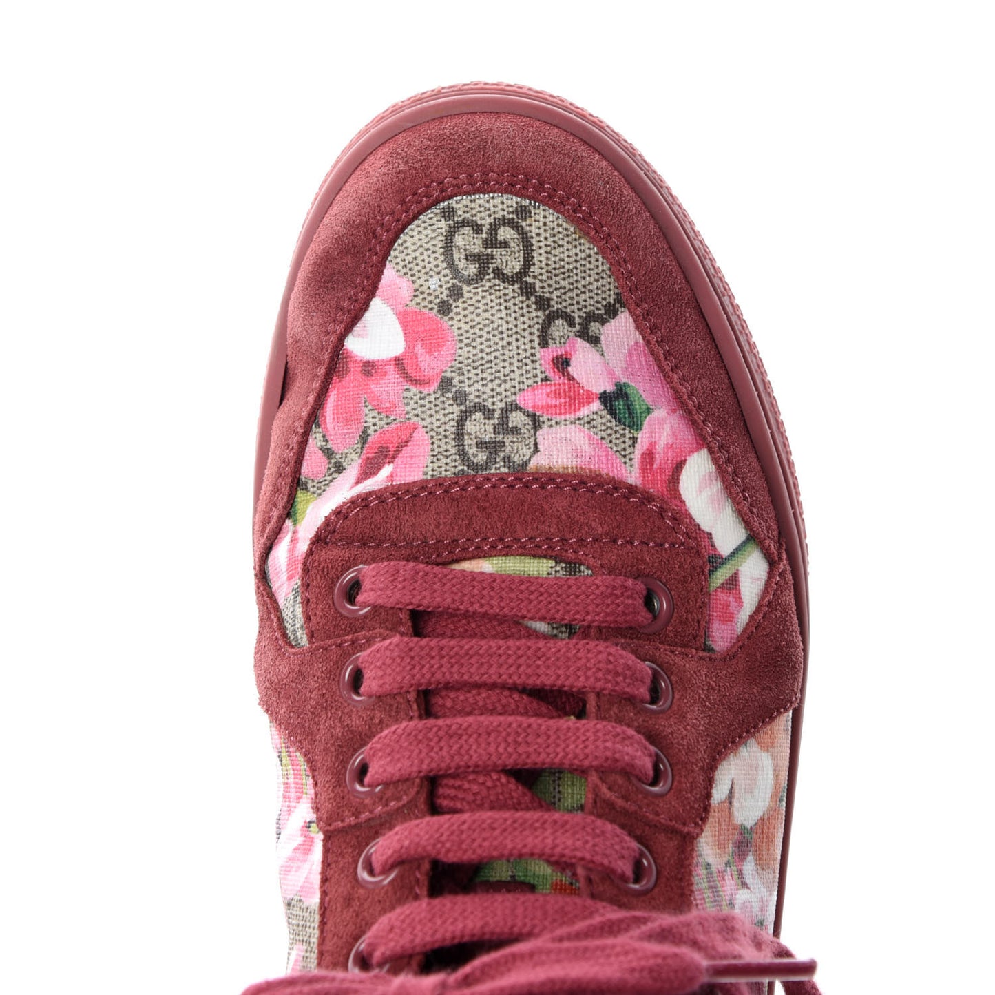 GG Supreme Monogram Blooms Womens High Top Sneakers 38 Beige Multicolor Dry Rose