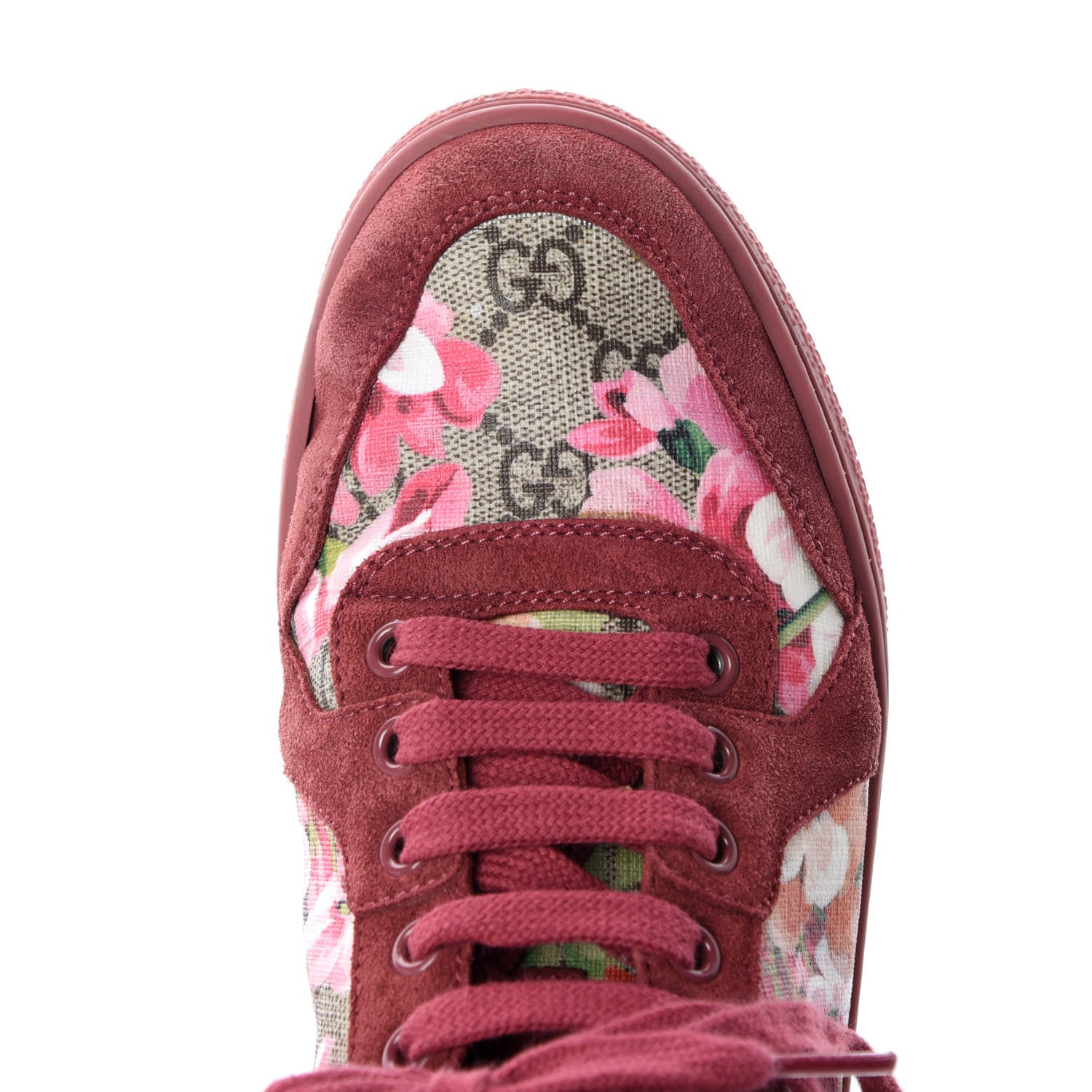 Gucci GG Supreme Monogram Blooms Womens High Top Sneakers 38 Beige Multicolor Dry Rose 15 of 15