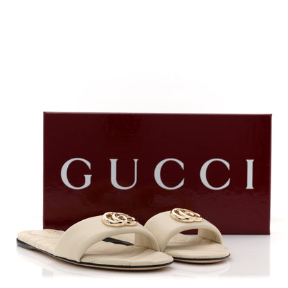 Gucci Nappa Matelasse GG Marmont Flat Slide Sandals 38.5 New Ivoire 10 of 10