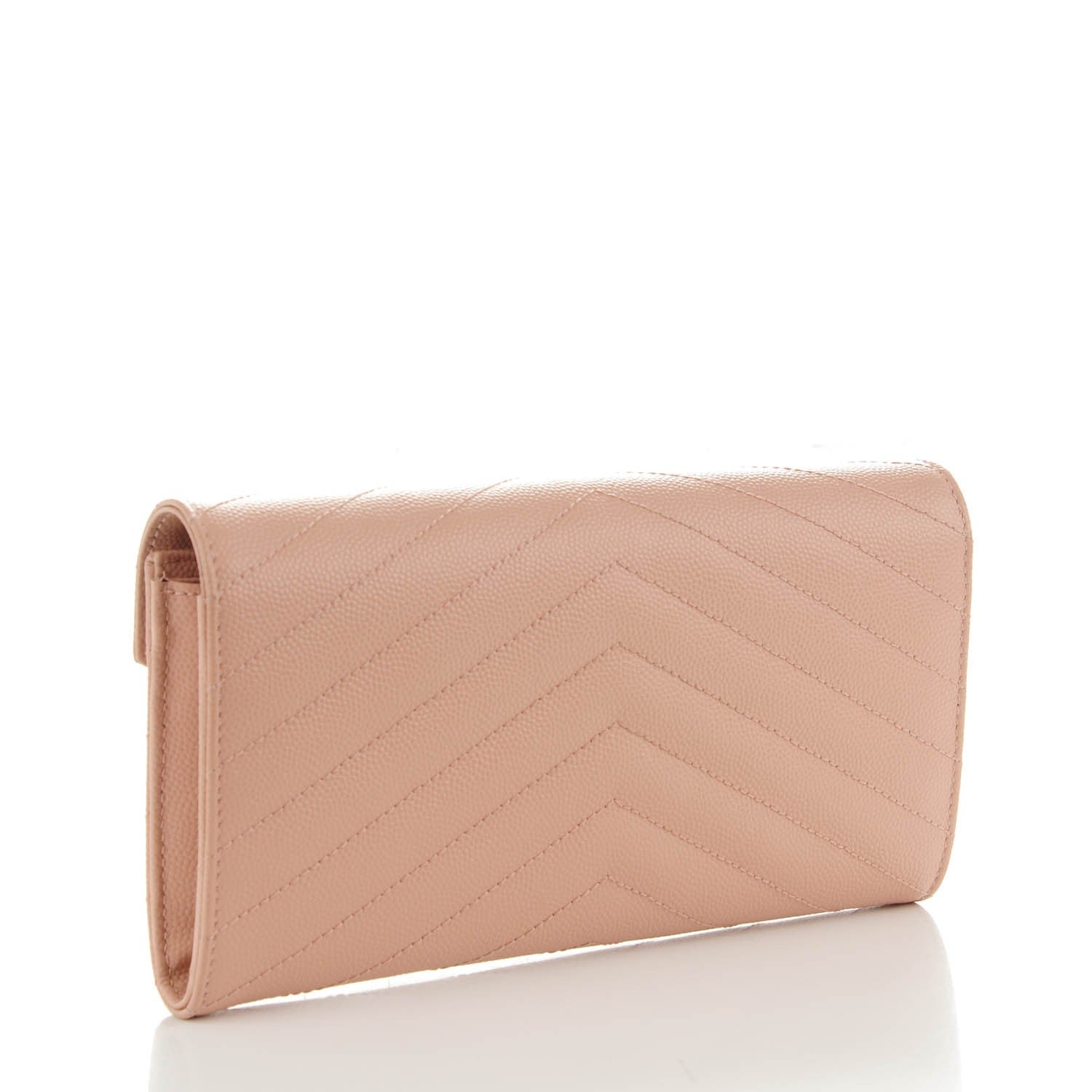 Saint Laurent Grain De Poudre Matelasse Chevron Monogram Wallet Pale Blush 3 of 8