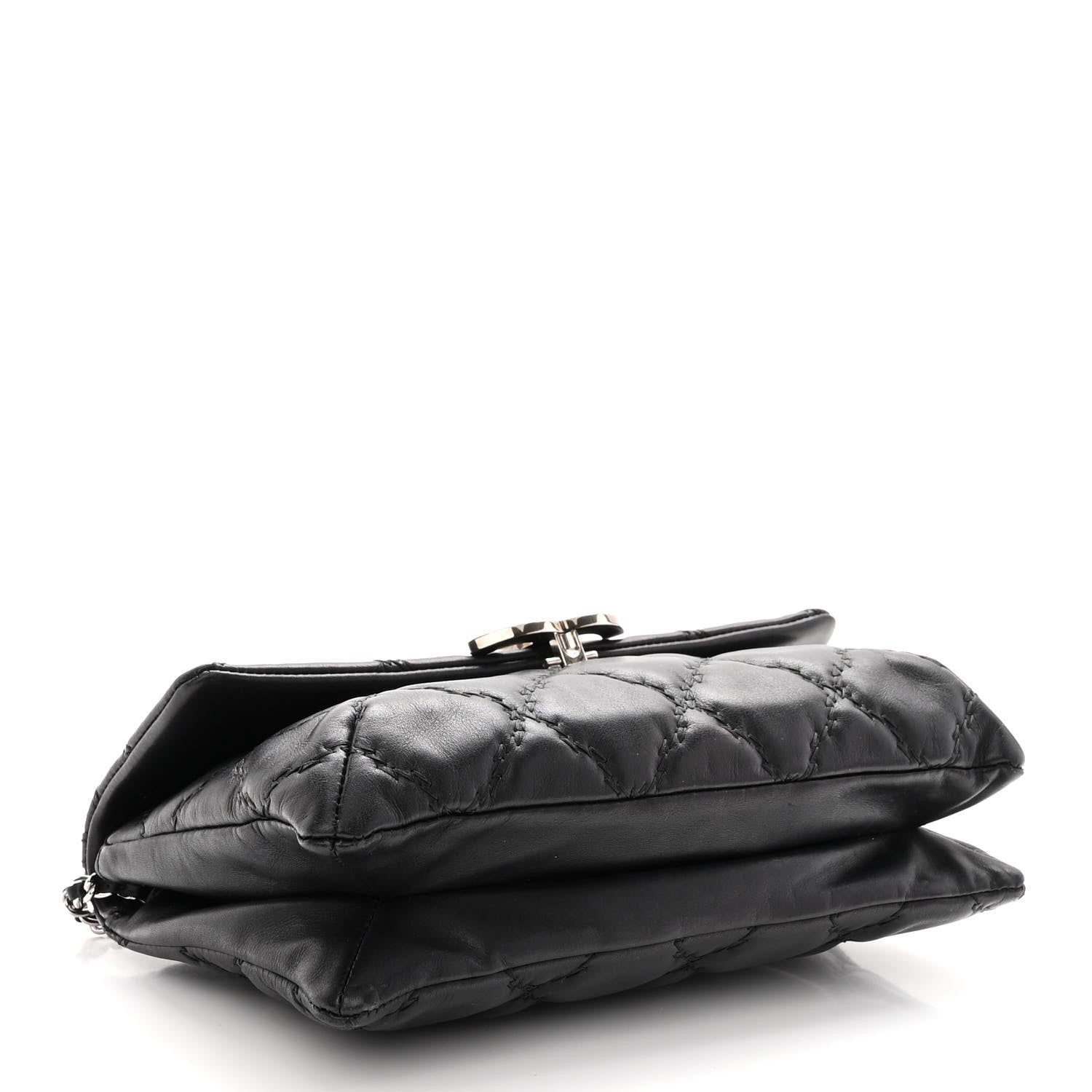 Chanel Calfskin Quilted Double Stitch Hamptons Clutch with Chain Black 4 of 10