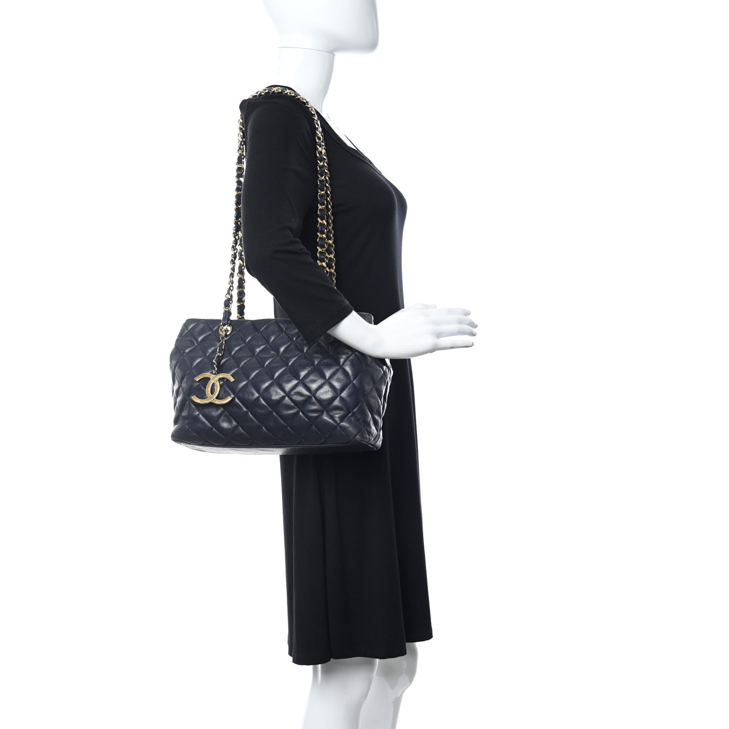 Chanel Lambskin Quilted Tote Navy 2 of 10