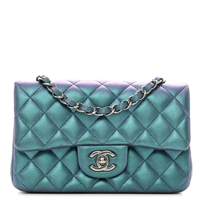 Chanel Iridescent Lambskin Quilted Mini Rectangular Flap Turquoise 1 of 10