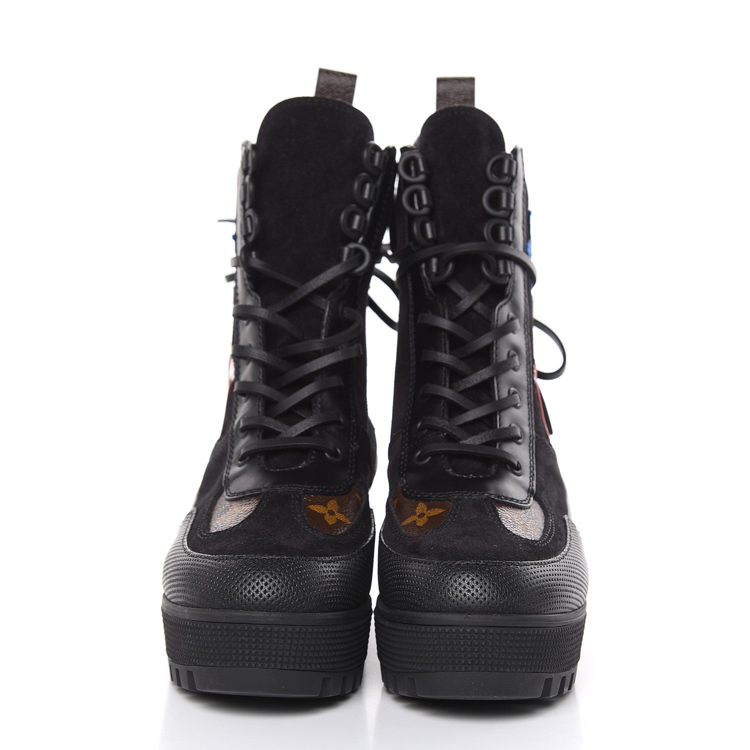 Louis Vuitton Suede Calfskin Monogram LV Black Heart Laureate Platform Desert Boots 37 Black 2 of 8
