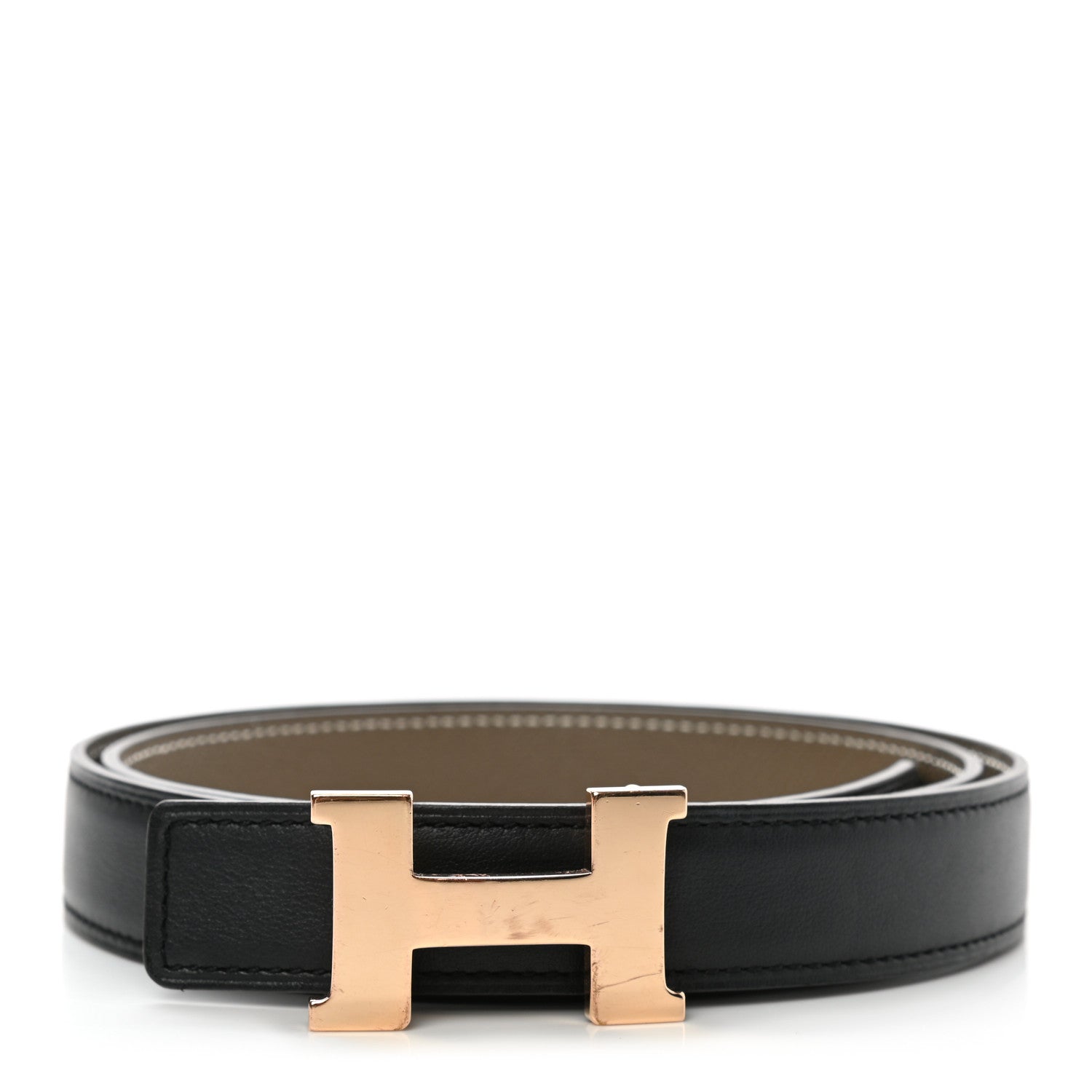 Hermes Swift Epsom 24mm Mini Constance H Belt 85 Black Etoupe 1 of 10