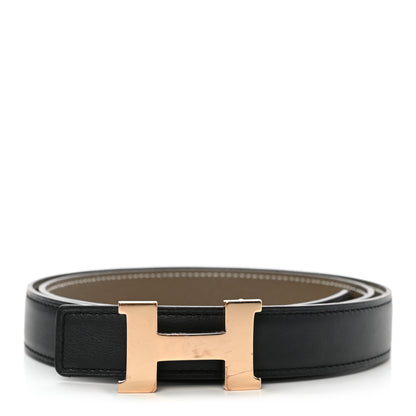 Hermes Swift Epsom 24mm Mini Constance H Belt 85 Black Etoupe 1 of 10