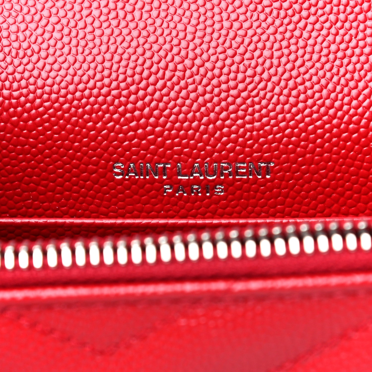 Saint Laurent Grain De Poudre Matelasse Chevron Monogram Envelope Chain Wallet Rouge Eros 5 of 10