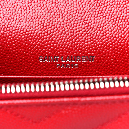 Saint Laurent Grain De Poudre Matelasse Chevron Monogram Envelope Chain Wallet Rouge Eros 5 of 10