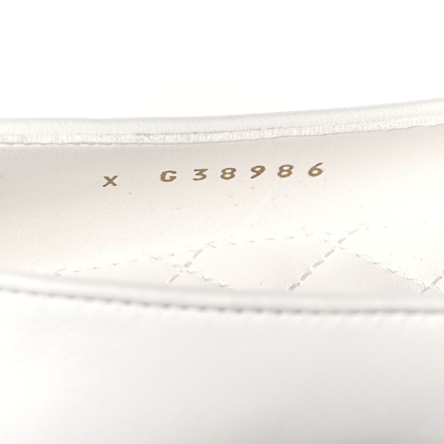 Lambskin Patent Calfskin Cap Toe Ankle Chain Ballerina Flats 37.5 White Black