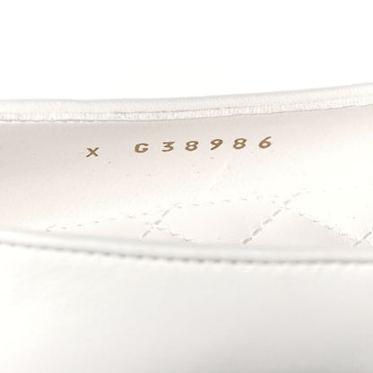 Chanel Lambskin Patent Calfskin Cap Toe Ankle Chain Ballerina Flats 37.5 White Black 8 of 10