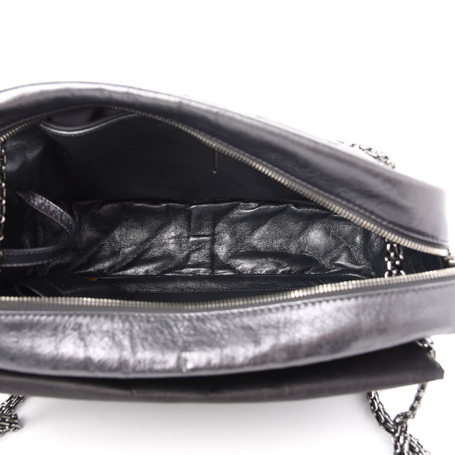 Chanel Metallic Aged Calfskin Quilted Large Reissue Camera Case Silver 5 of 9