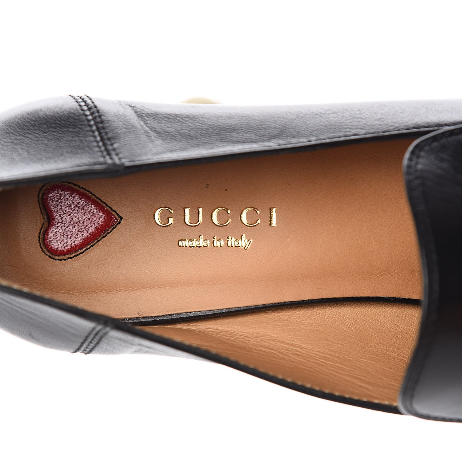 Gucci Malaga Kid Web Pearl Embellished Peyton 75mm Loafer Pumps 38 Black 7 of 9