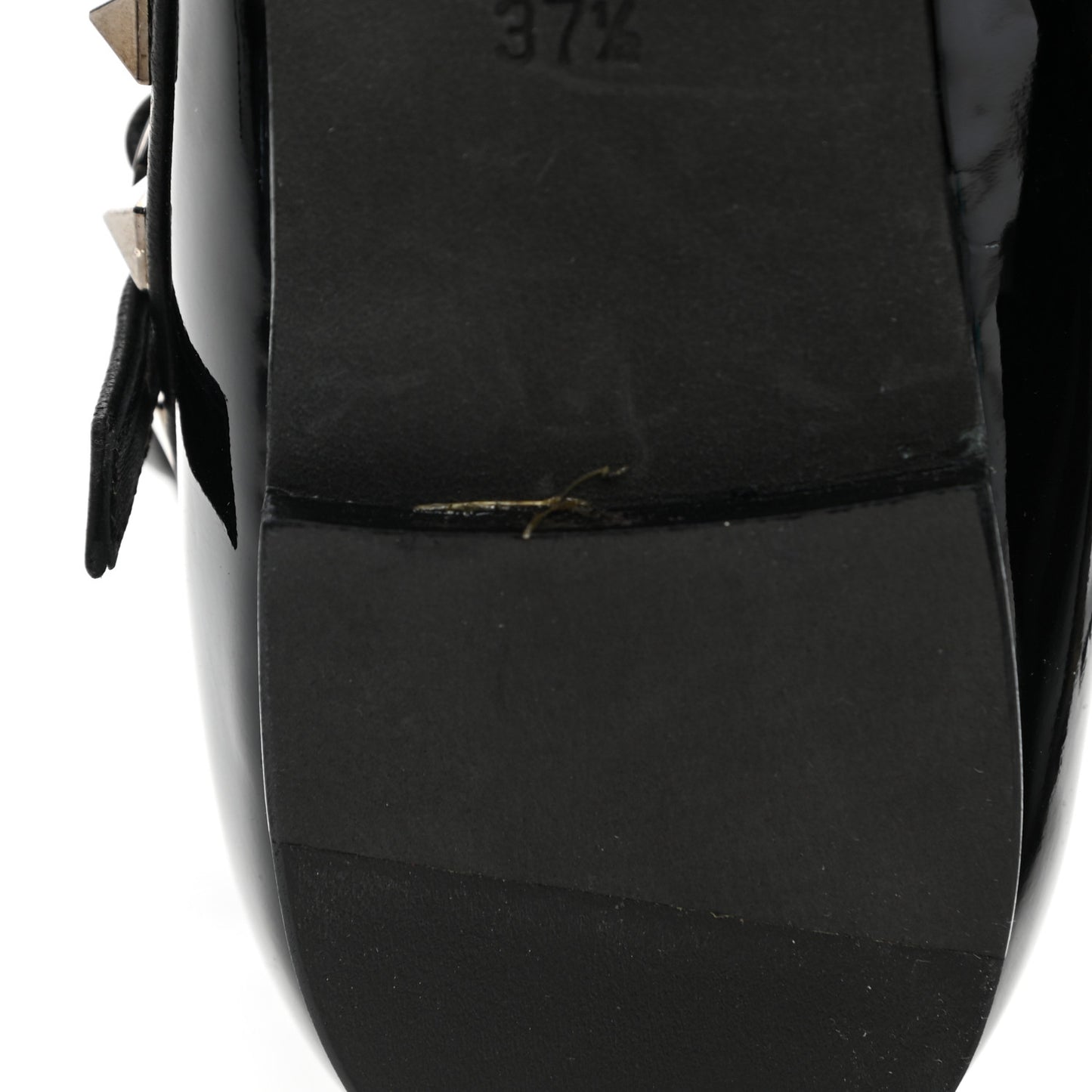 Calfskin Nappa Rockstud Ankle Strap 65mm Pumps 37.5 Black