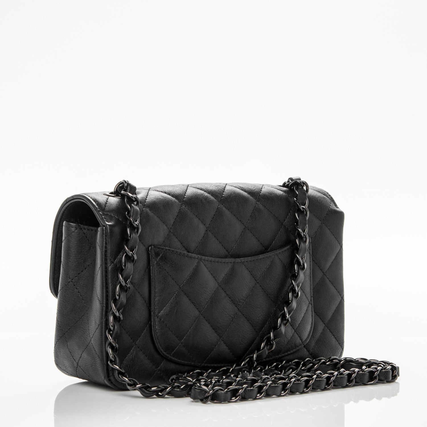 Chanel Crumpled Calfskin Quilted Mini Rectangular Flap So Black 3 of 8