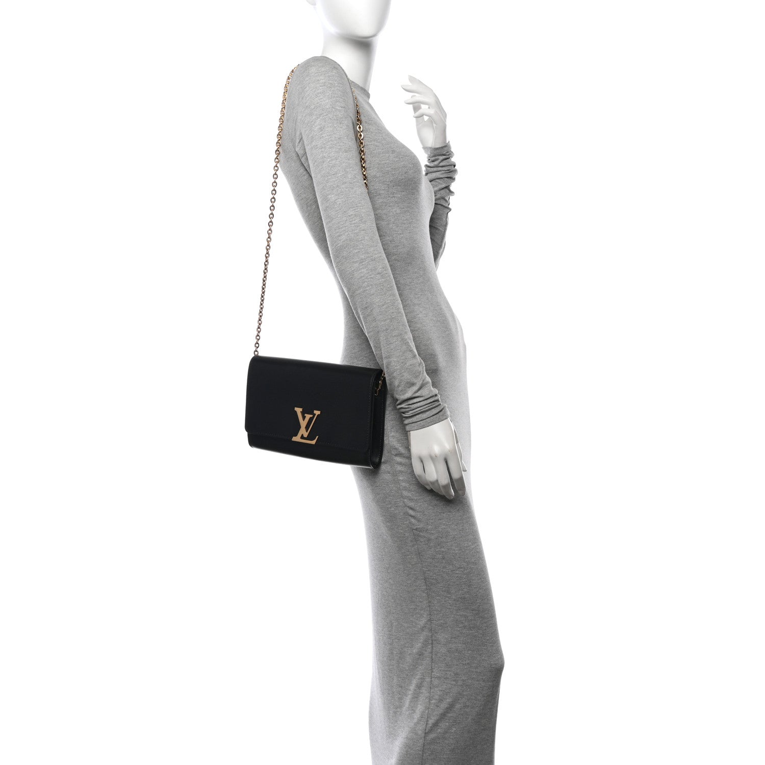 Louis Vuitton Calfskin Chain Louise GM NM Black 2 of 11