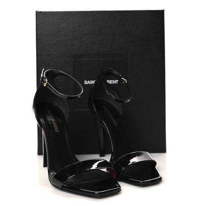Saint Laurent Patent Calfskin Amber 105 Ankle Strap Sandals 36.5 Black 9 of 9