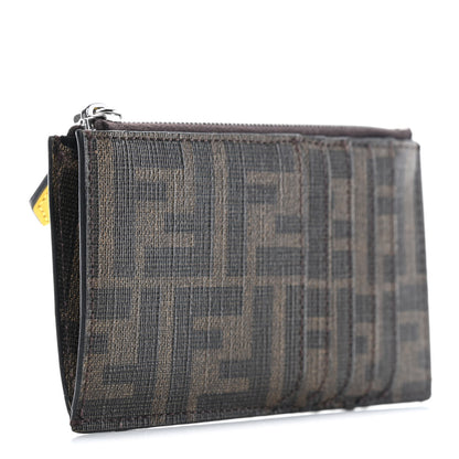 Fendi Glazed Fabric FF 1974 Roma Amor Zip Card Holder Wallet Tobacco Limone 2 of 4
