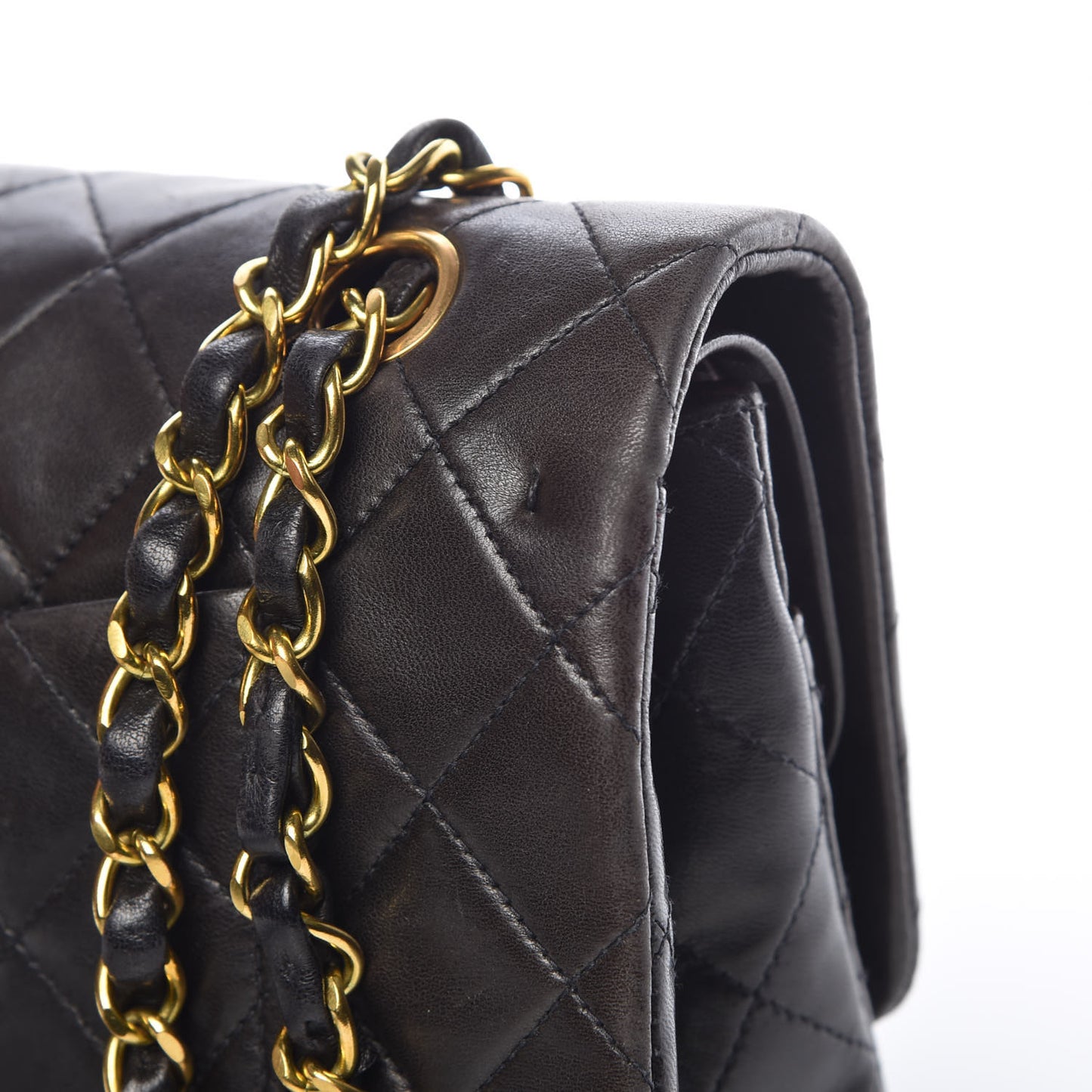 Lambskin Quilted Medium Double Flap Black
