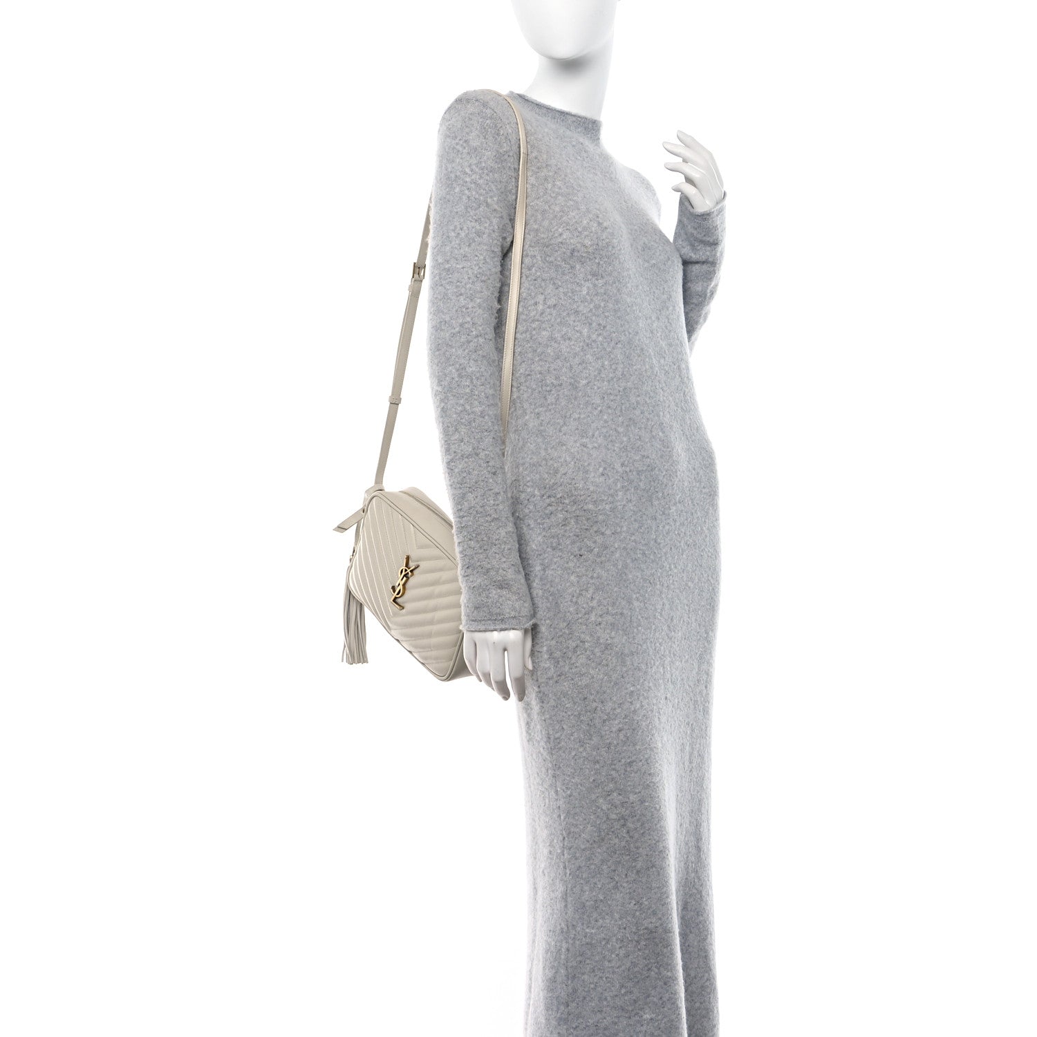 Saint Laurent Calfskin Matelasse Monogram Lou Camera Bag Crema Soft 2 of 17