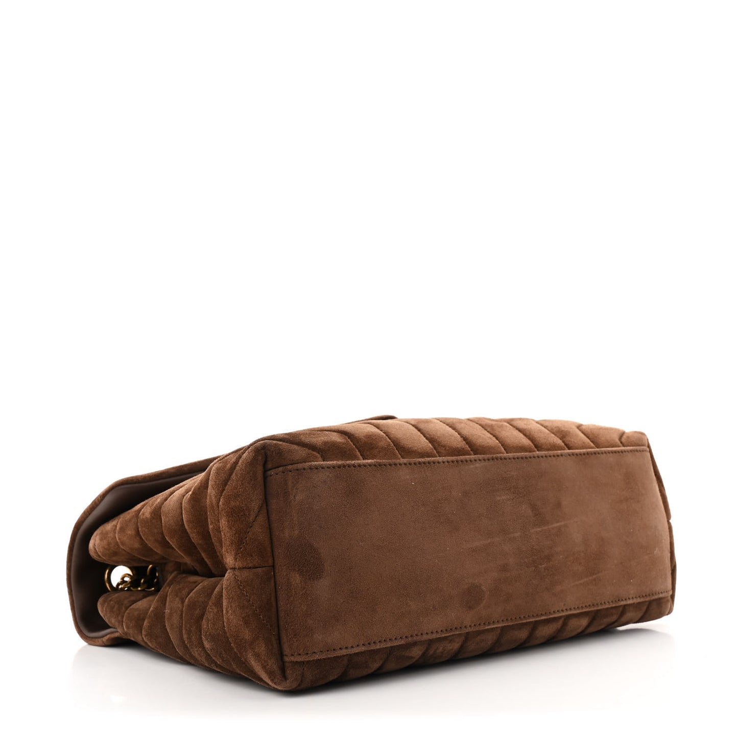 Suede Y Quilted Monogram Medium Loulou Chain Satchel Bark Brown