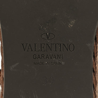 Valentino Garavani Calfskin Rockstud Torchon Espadrille 25/115mm Wedge Sandals 39 Cuoio 7 of 10