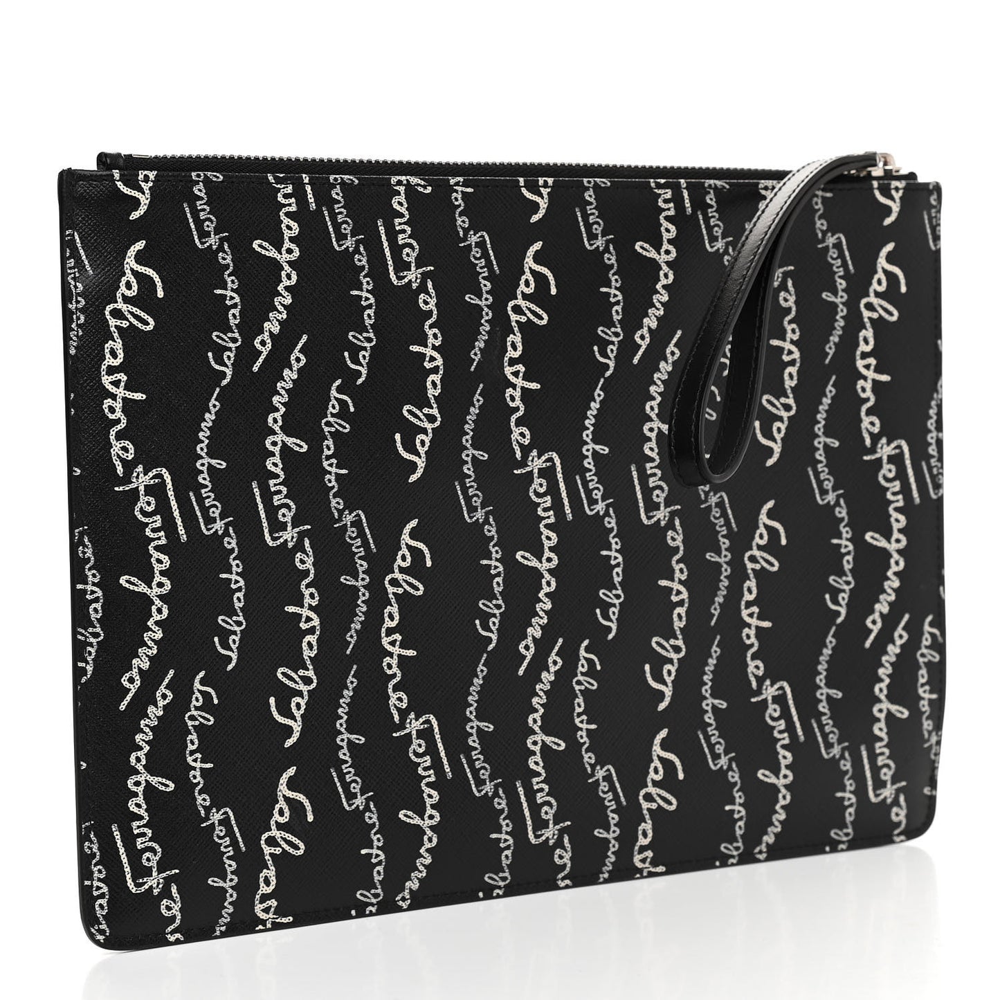 Printed Calfskin Logo Pouch Black