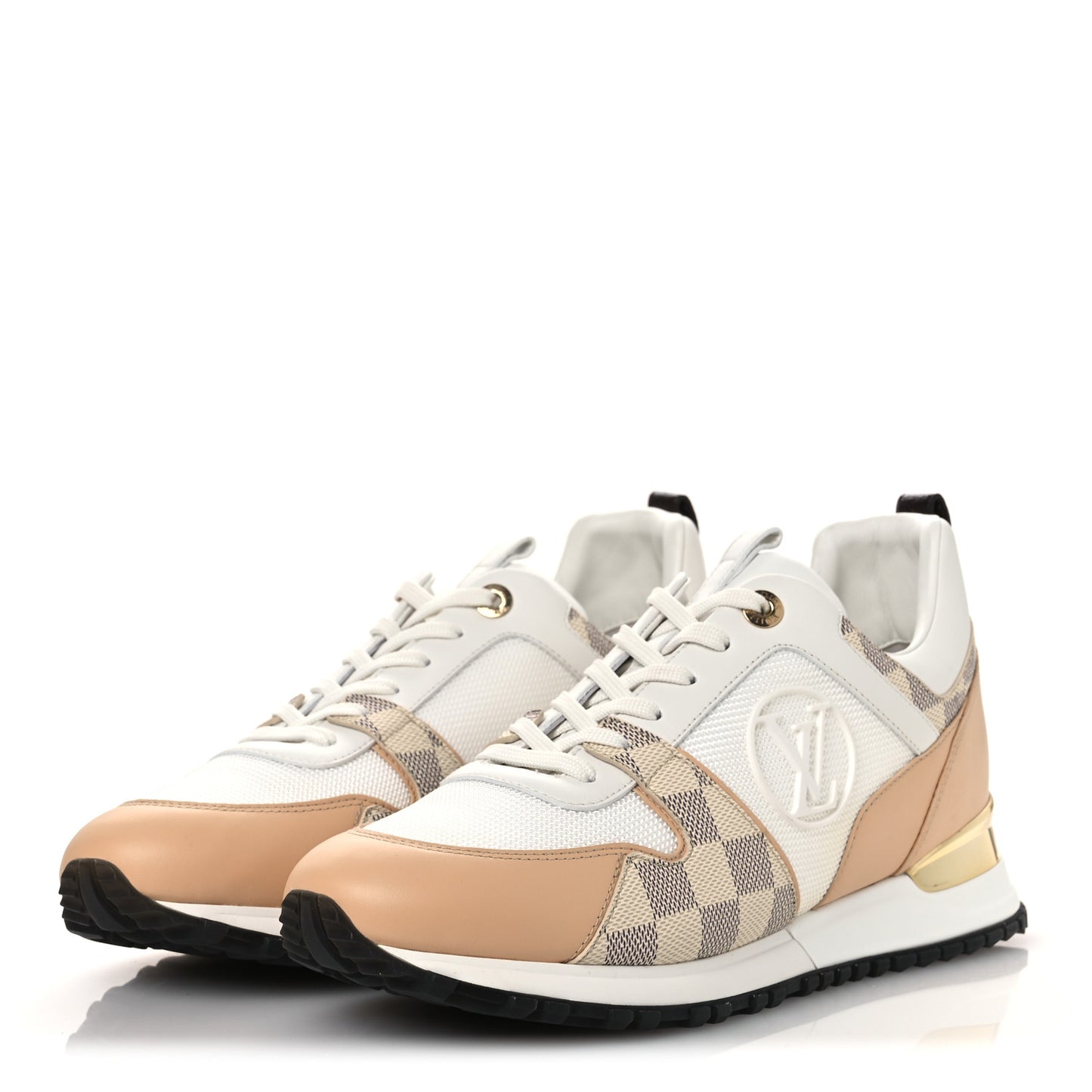 Calfskin Damier Azur Run Away Sneakers 40.5 White