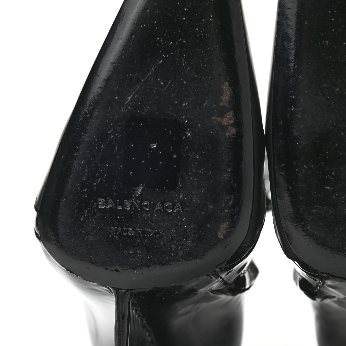 Patent Calfskin Scuba Wedge Ankle Boots 35 Black Gray