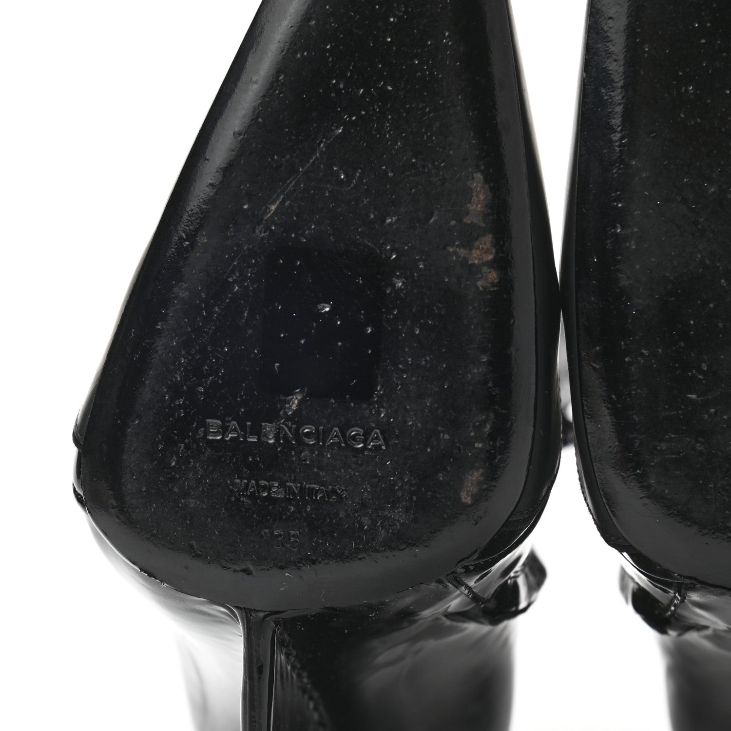 Balenciaga Patent Calfskin Scuba Wedge Ankle Boots 35 Black Gray 6 of 9