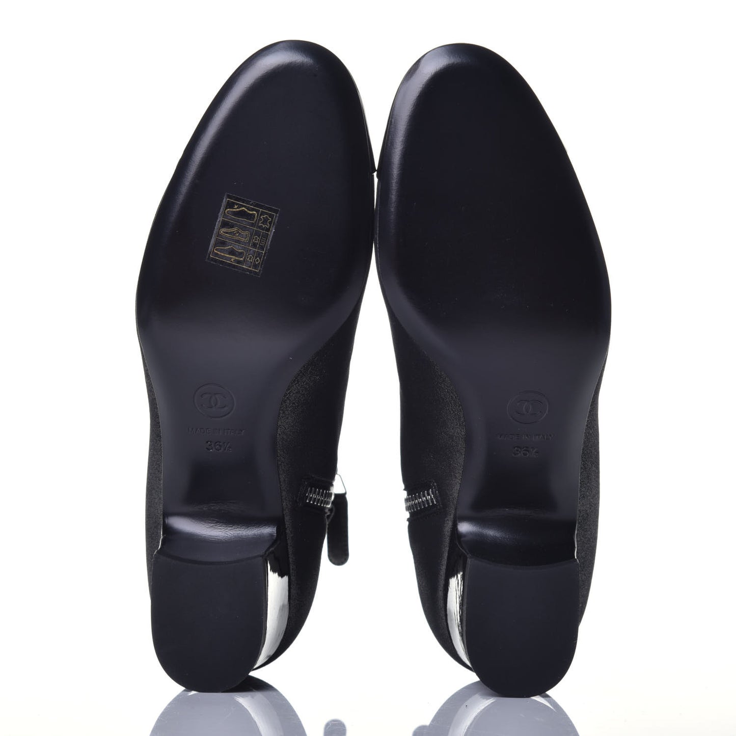 Patent Lambskin Short Boots 36.5 Silver Black