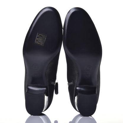Chanel Patent Lambskin Short Boots 36.5 Silver Black 5 of 8