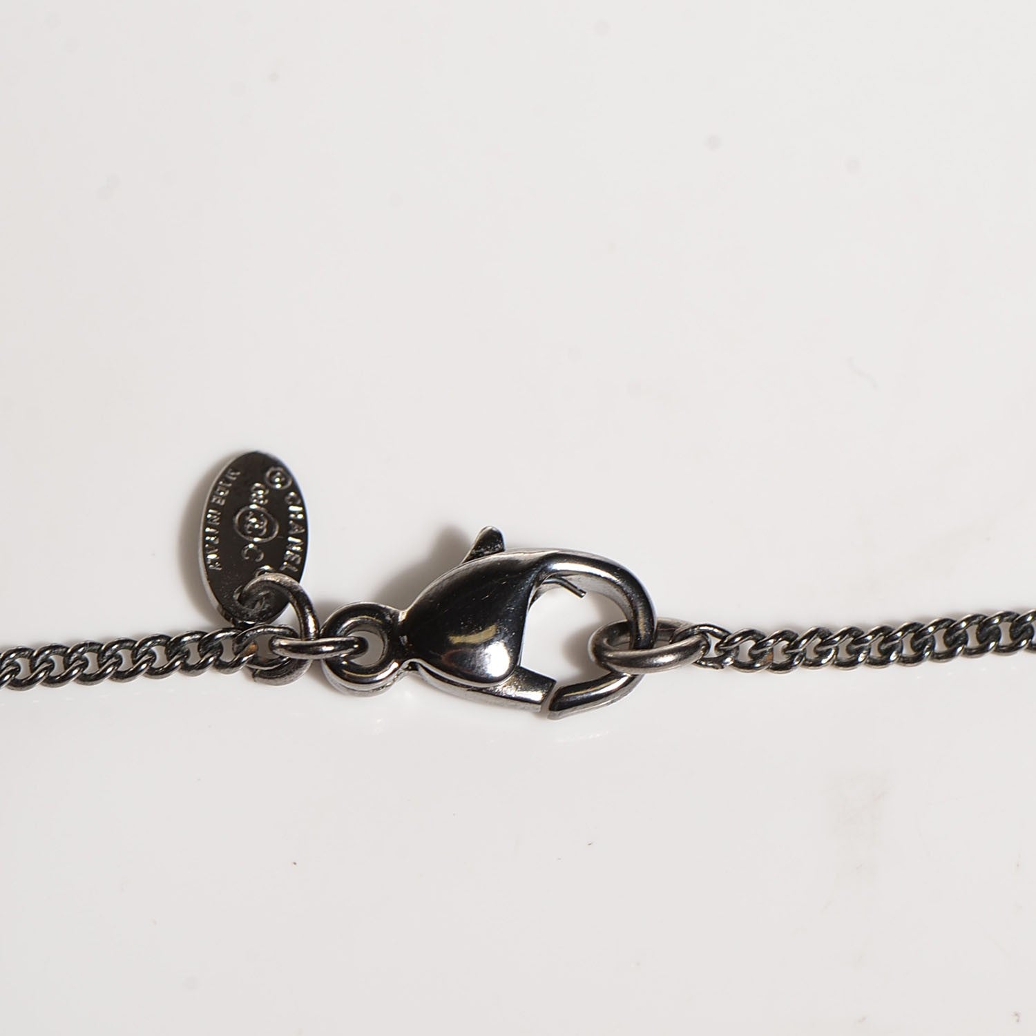 Chanel Crystal CC Crown Wing Pendant Necklace Black 3 of 4