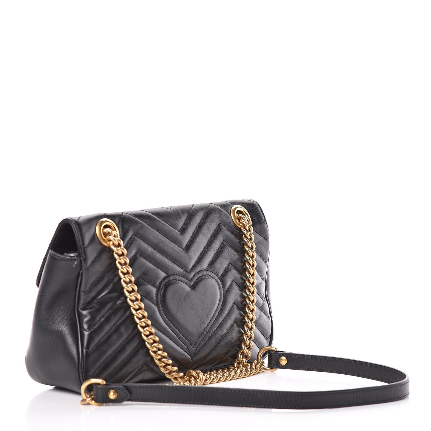 Calfskin Matelasse Small GG Marmont Shoulder Bag Black