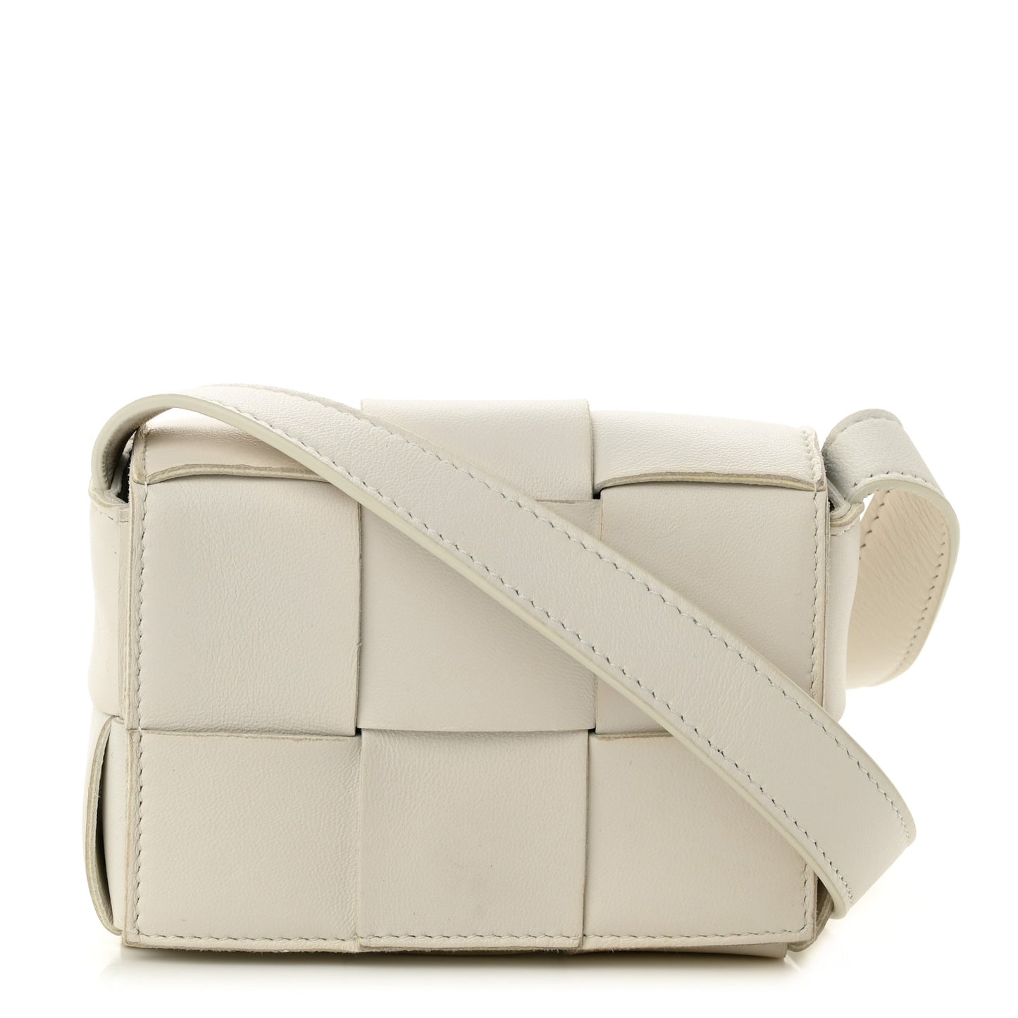 Lambskin Maxi Intrecciato Extra Mini Cassette Crossbody Bag White