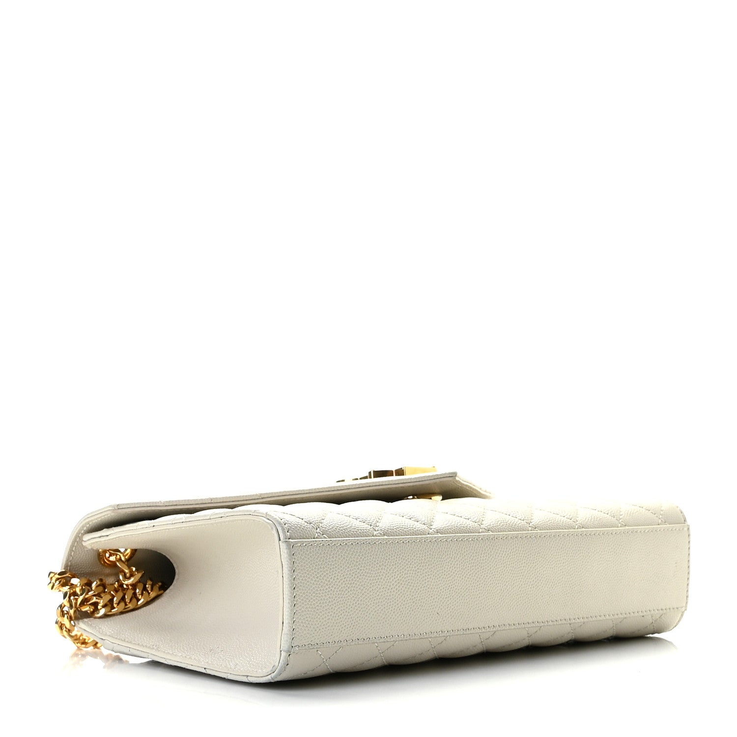 Saint Laurent Grain De Poudre Textured Mixed Matelasse Medium Triquilt Monogram Satchel Blanc Vintage 4 of 13