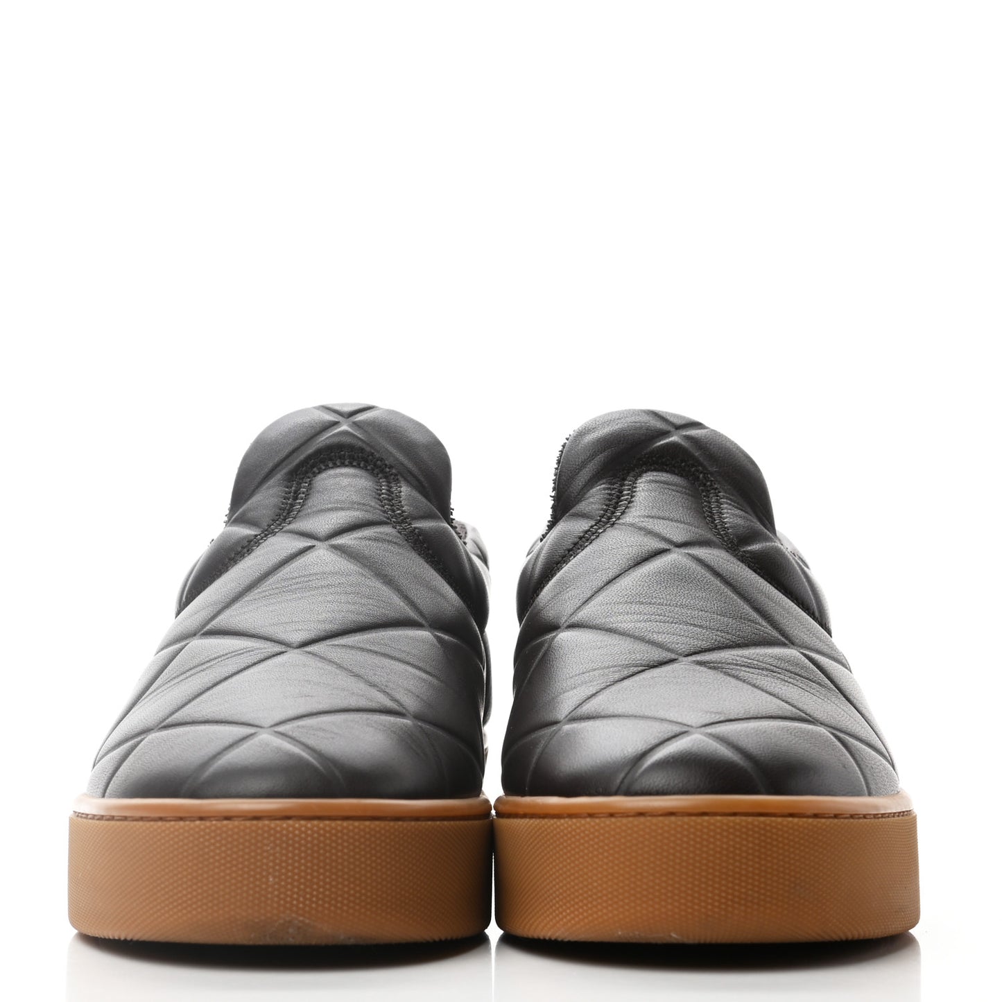 Lambskin Embossed Quilted Mens The Quilt Slip On Sneakers 38 Dark Brown