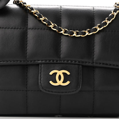 Chanel Lambskin Quilted Mini Chocolate Bar Camellia Flap Black 8 of 11