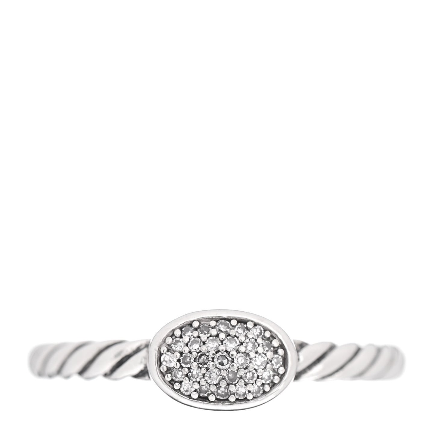 Sterling Silver Diamond Petite Pave Oval Ring 52 6
