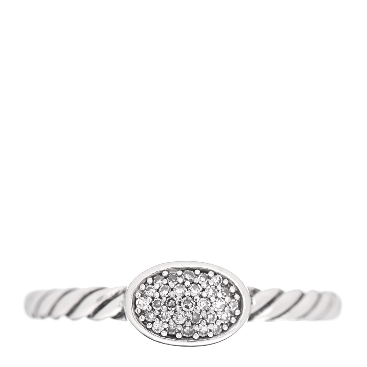 David Yurman Sterling Silver Diamond Petite Pave Oval Ring 52 6 1 of 5