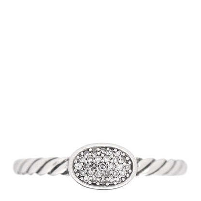 David Yurman Sterling Silver Diamond Petite Pave Oval Ring 52 6 1 of 5