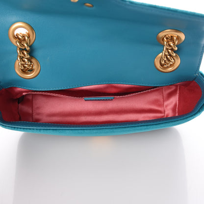 Gucci Velvet Matelasse Mini GG Marmont Shoulder Bag Pavone Cyan 5 of 7