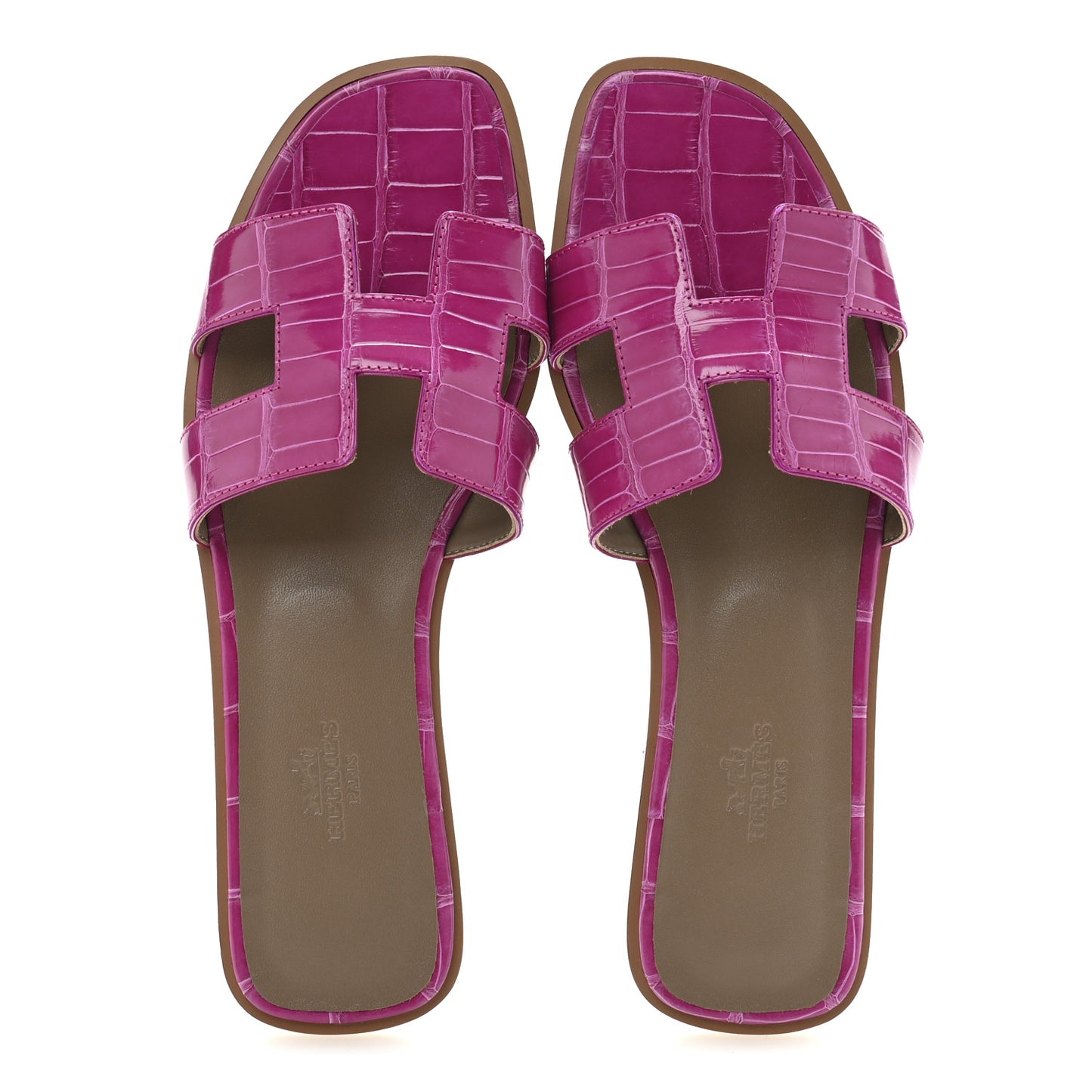 Shiny Alligator Oran Sandals 38 Rose Sheherazade