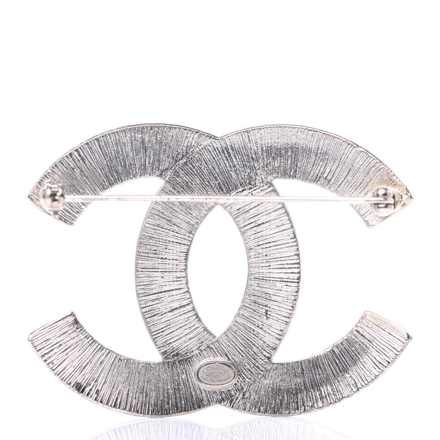 Baguette Crystal CC Brooch Silver