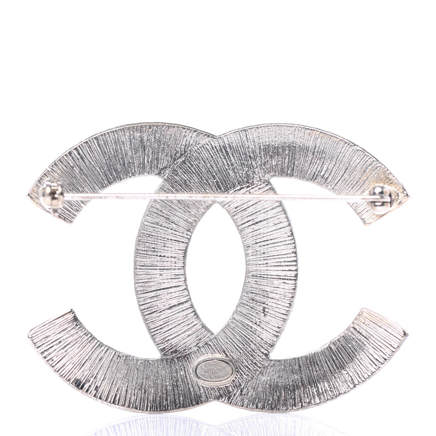 Chanel Baguette Crystal CC Brooch Silver 3 of 4