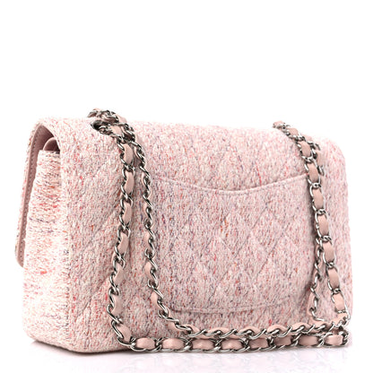 Chanel Tweed Quilted Medium Double Flap Pink Multicolor 3 of 14