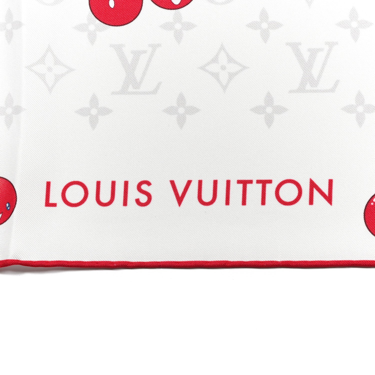 Louis Vuitton LV X TM Silk Monogram Cerises Square Scarf 90 White